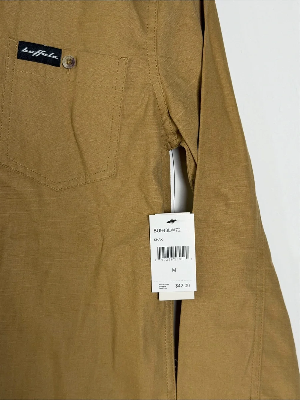 Buffalo David Bitton Boys Tan Button Down Utility Military Style Shirt - M